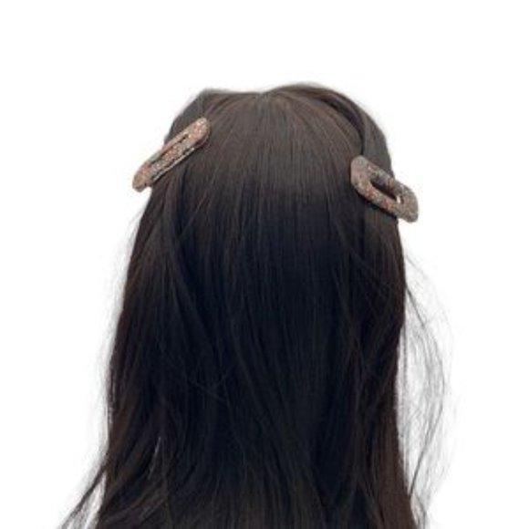 Handcrafted Multi-Color Glitter Glass Hair Barrettes Set of Resin Accessories - Picture 4 of 5